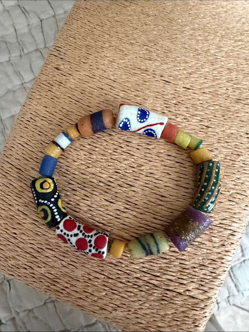 African trading beads stretch bracelet - Picture 5 of 8